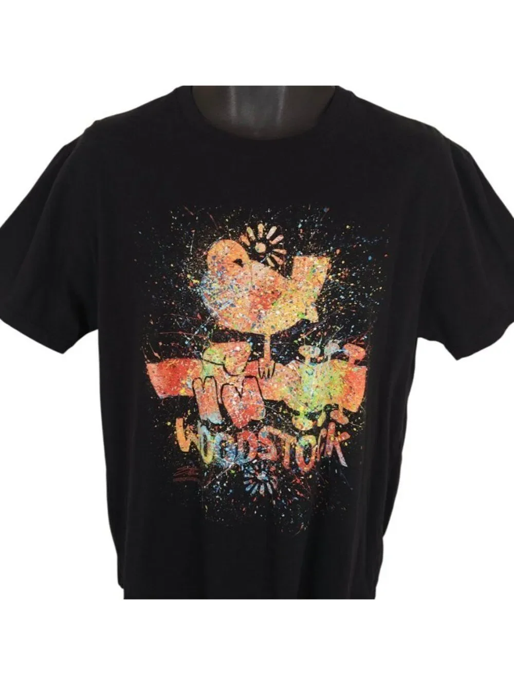 Woodstock Festival T Shirt Mens Size Large Black Stephen Fishwick Icons Art